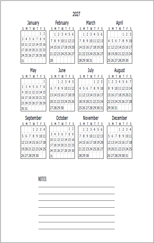Pocket Calendar