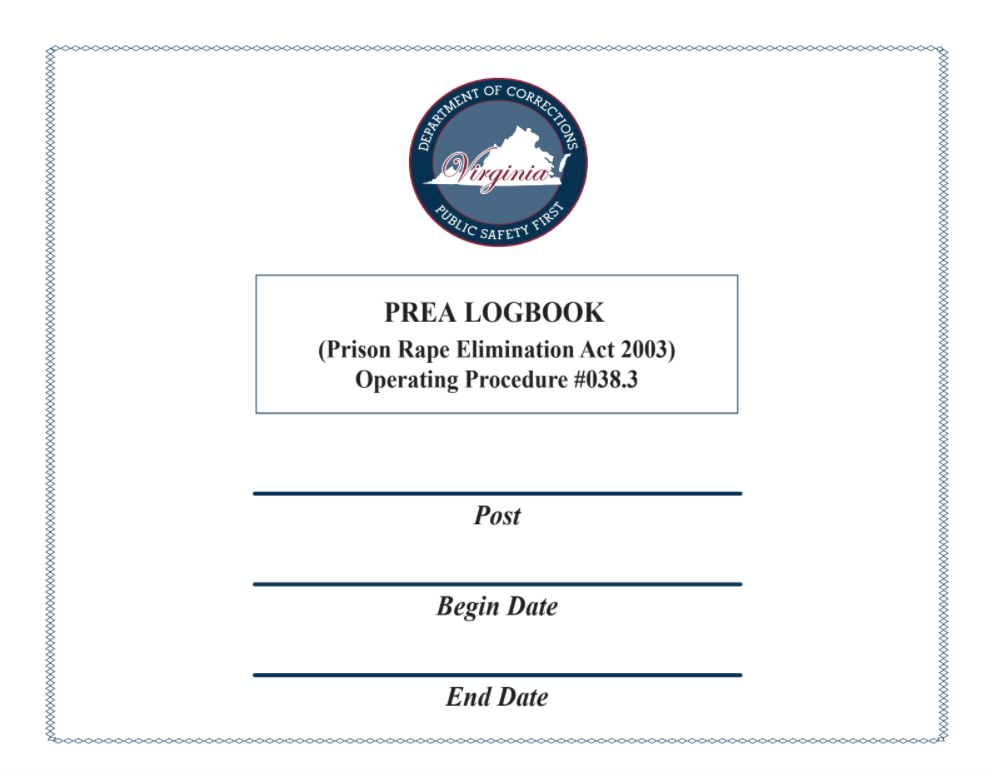 PREA Logbook - Male on Floor