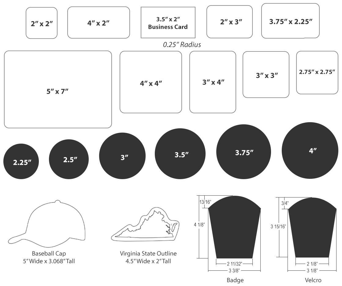 Custom Die-Cut Magnet Sizes